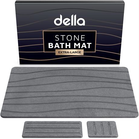 della Premium Stone Bath Mat - Super Absorbent Diatomaceous Earth Shower Mat -