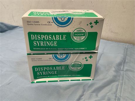 disposable syringe 60pc 31GX5/16”