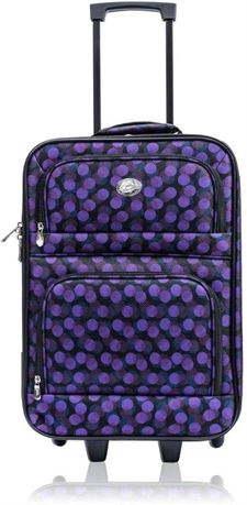 Jetstream 18 Inch Lightweight Luggage Softside Carry On Suitcase (Purple Dots)