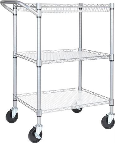 3 Tier Heavy Duty Rolling Utility Cart,Rolling Carts with Wheels,Commercial