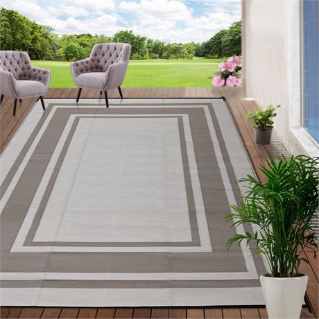 RURALITY Outdoor Rugs 8x10 Waterproof for Patios Clearance,Plastic Straw Mats