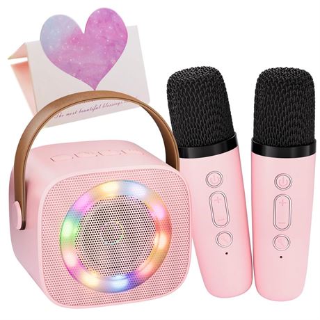 Mini Karaoke Machine, Kids Karaoke Microphone Machine with Portable Music