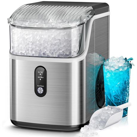 Kismile Nugget Ice Makers Countertop,Pebble Ice Maker Machine with Chewable