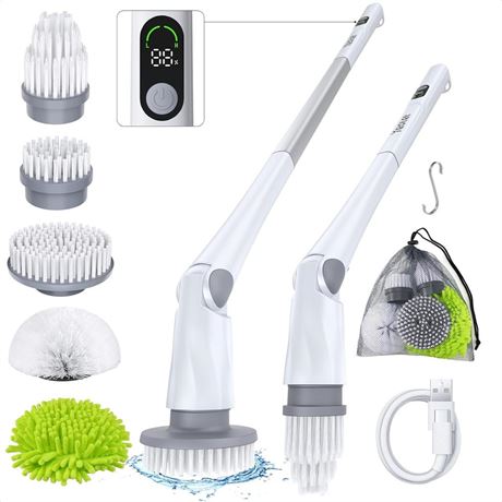 Electric Spin Scrubber【3 Angles Adjustable】 IPX7 Waterproof Cleaning Brush【3X