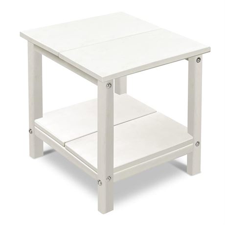 Adirondack Tables for Outside ，hdpe 2-Tier (16" D x 16" W x 18" H)-White White