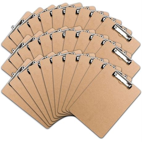 Clipboards (Set of 30) Hardboard Clipboard Low Profile Clip A4 Letter Size