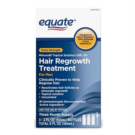 Equate Minoxidil Topical Solution USP, 5 Percent, Extra Strength, 90 Day