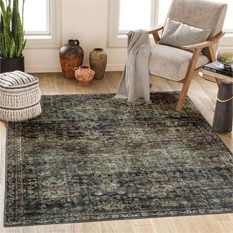 Washable Rug 6x9 - Stain Resistant Vintage 6x9 Area Rug, Super Soft Washable