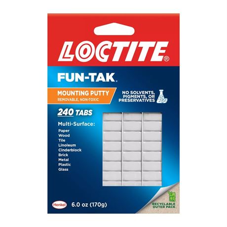 Loctite Eco Fun-Tak Mounting Putty, Pack of 1, White 6 oz Wallet