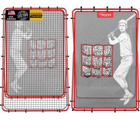 [3-in-1] Pitch Back Rebounder Practice Net, 6x4 FT Adjustable Bounce Back