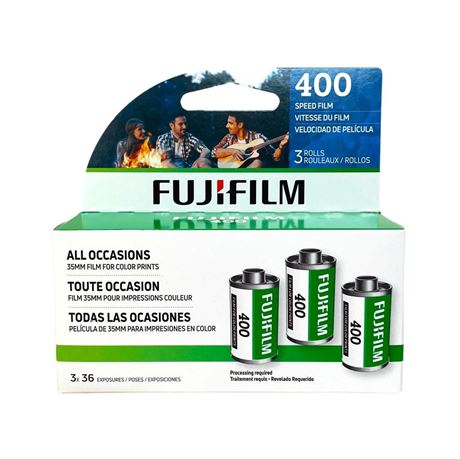 Fuji 400 Color Negative Film (35mm Roll Film, 36 Exposures, 3-Pack) • Raw135™