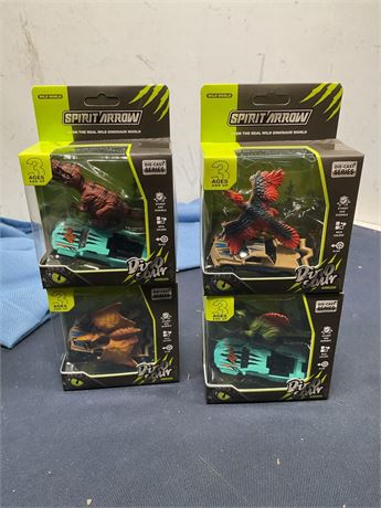 DINOBROS Dinosaur Toy Pull Back Cars 4 Pack Dino Toys for 3 Year Old Boys Girls