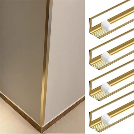 4Pcs Golden Aluminum Wall Corner Protector – 20 x 20mm x 3ft – Easy to Install