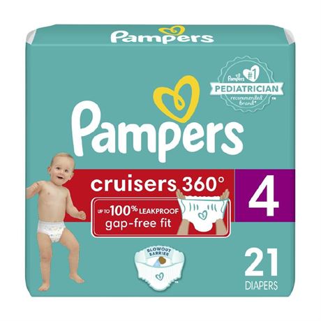 Pampers Cruisers 360 Diapers - Size 4, 21 Count, Pull-On Disposable Baby