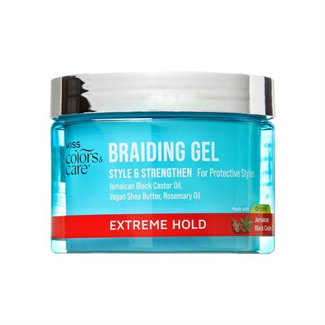 KISS Colors & Care Braiding Gel, Extreme Hold, Nourishing & Organic, 6 oz.