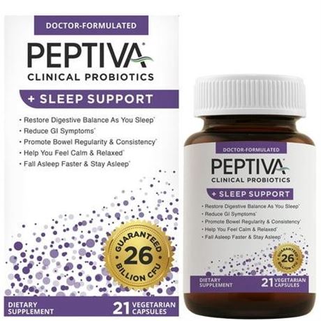 Peptiva Probiotics + Sleep Support  26 Billion CFUs  Multi-Strain Probiotics