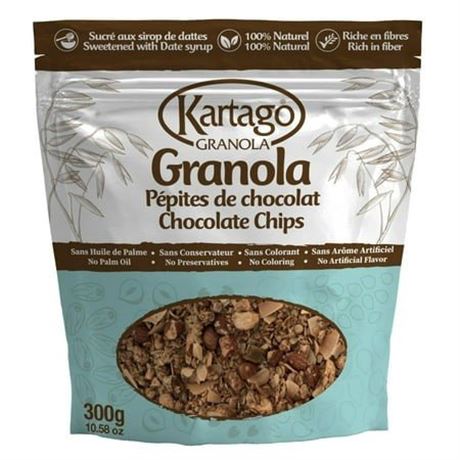 Kartago Granola Chocolate Chip  All Natural and Healthy  10.58 Oz  (Pack of 2)