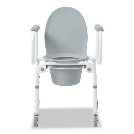 Medline Drop Arm Commode with Wheels, Swing Arm Rest for Easy Transfer, Padded