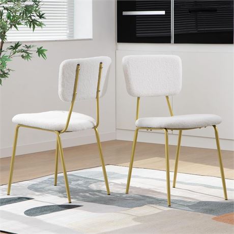 Bacyion Dining Chairs Set Of 2 - Modern Boucle Dining Chairs With Gold Metal