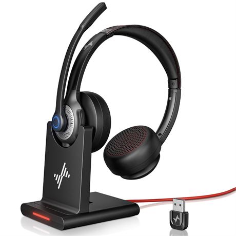 JIAMQISHI Wireless Headset with AI Noise Cancelling Microphone Bluetooth