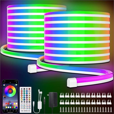 OFFSITE 66ft RGB Neon Rope Lights, Multi Color Changing LED Neon Light Strip