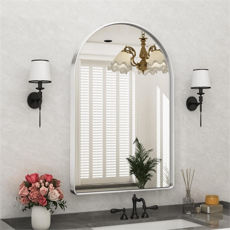 Bathroom Mirror, 24x36 Inch Wall Mirror for Bathroom Arched Mirrors Brushed
