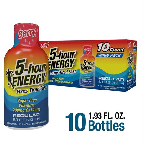 5-hour ENERGY Shot, Regular Strength, Berry, 10 Count