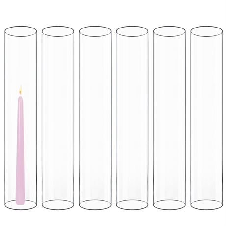 CYS EXCEL 6 PCS (H:16" D:3") Open Ended Clear Glass Hurricane Candleholder Tube