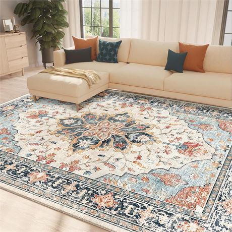 9x12 Area Rugs 9x12, Washable Rug, Non-Slip, Rugs for Living Room, Kitchen