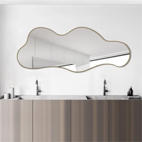 POZINO Irregular Wall Mirror, Asymmetrical Mirror, Cloud Shaped Mirror, Modern