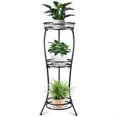 Metal Plant Stand Shelf Rack Indoor Outdoor Multiple Black 3 Tier Tall Corner
