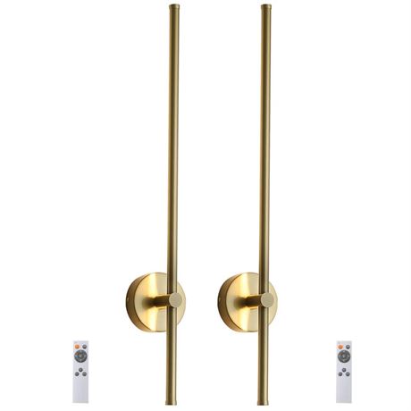 2 Pack Modern Wall Sconce Set of Two, 3000K-6000K Dimmable Hardwired Gold Led