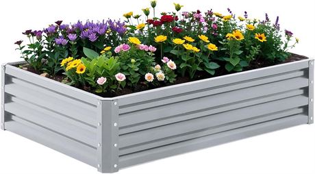 Metal Raised Garden Bed Outdoor for Vegetables Flowers Herbs Fruits, Galvanized