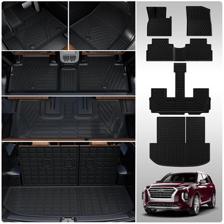 Floor Mats Compatible with 2020-2025 Hyundai Palisade Trunk Mat Cargo Liner TPE