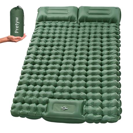 Double Sleeping Pad for Camping, Ultralight Camping Mattress with Pillow,