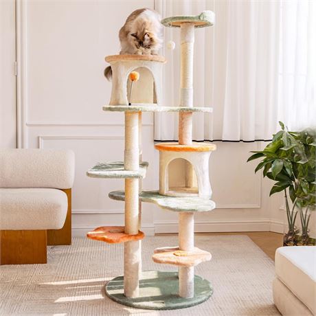 HYABi 63in Cat Tree Tower Multi-Level, Cat Tree with Cozy Condo & Scratching