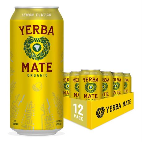 Yerba Madre Organic Yerba Mate, Energy Drink Alternative, Lemon Elation, 150mg