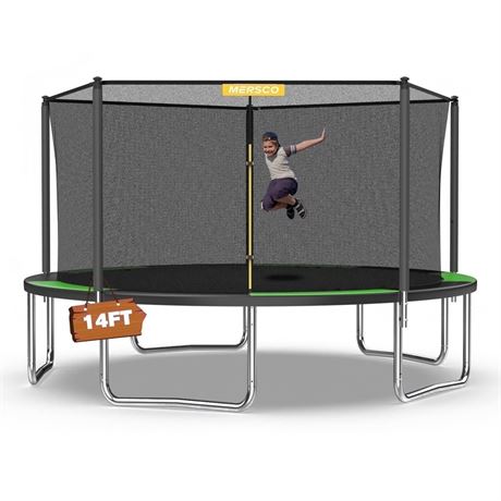 Mersco 14ft Trampoline PLAY Heavy Duty Outdoor Trampoline for Kids, Backyard