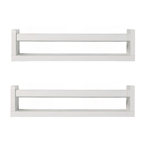 Nursery Book Shelves | Set of 2 Wood Floating Shelves for Kids Room, Kitchen