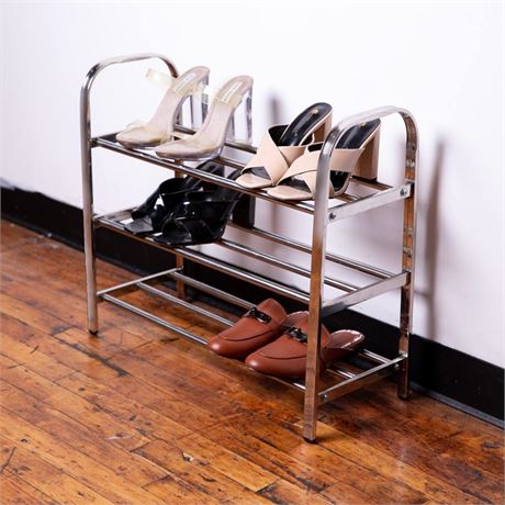 3 Tier Stainless Steel Shoe Rack, 20"x24"x9", Ideal for Entryway, Closet,