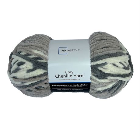 Mainstays Cozy Chenille Yarn, 220 yd, Multi Neutral, 100% Polyester, Super Bulky