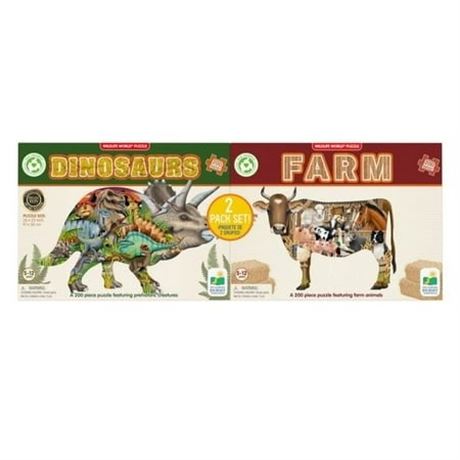 Puzzle Doubles - Sealife and Farm Floor Puzzles - Large Floor Puzzles - 2 Pack