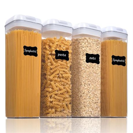 Vtopmart 4 PCS Airtight Food Storage Containers, BPA Free Plastic Spaghetti