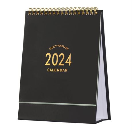 Small Desk Calendar 2024, Runs From Now until Dec 2024, Standing Flip Desktop