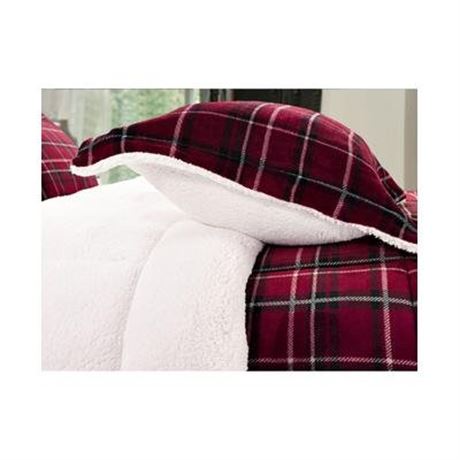 Elegant Comfort Plaid Micromink/Sherpa Reversible Down Alternative Microsuede