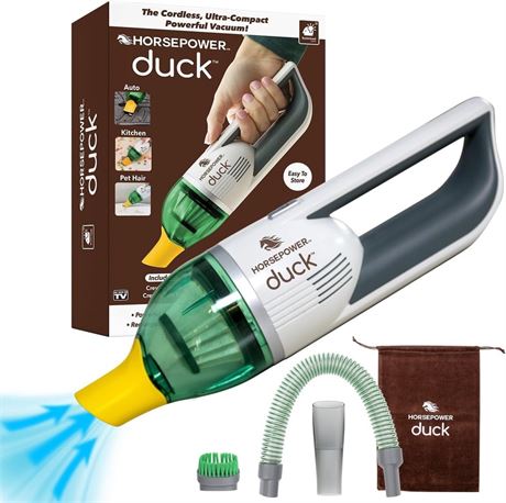 Horsepower Duck Compact Cordless Vacuum, Ultra-Powerful Upgraded Battery for