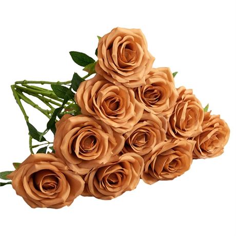 Artificial Rose 6pcs Open Flower Bouquet Faux Rose Stems for Wedding