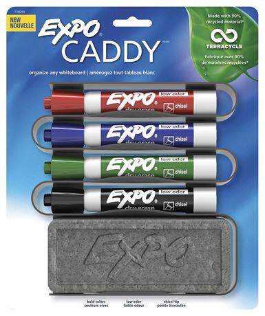 EXPO 1785294 Low-Odor Dry Erase Set, Chisel Tip, Assorted Colors, 5-Piece with