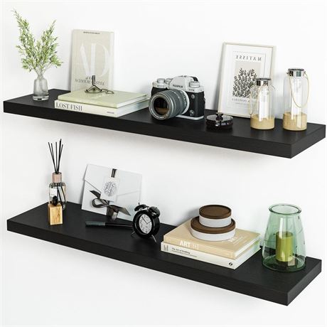 Fixwal 32in Floating Shelves for Wall, Black Shelves Wall Mounted Shelf with