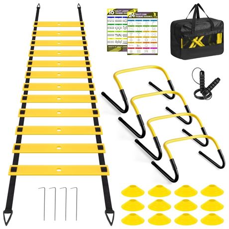 BORNEW Agility Speed Training Equipment Set, Football Practise Set with 20ft
